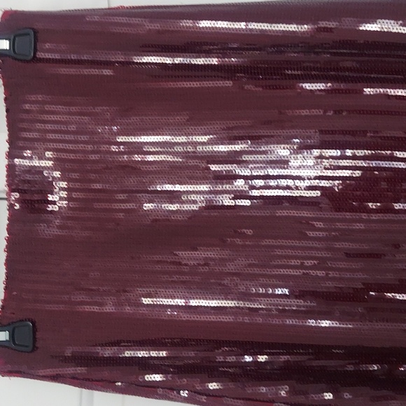 SOPHIE RUE Burgundy Sequins Midi Skirt Size S - Picture 2 of 7